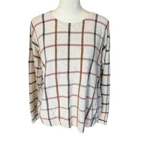 LOFT long sleeve pullover sweater cream with stripes women's size XS